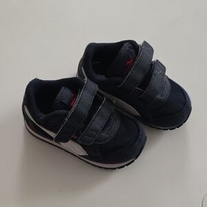 Puma Kids Navy Blue and White Velcro Sneakers